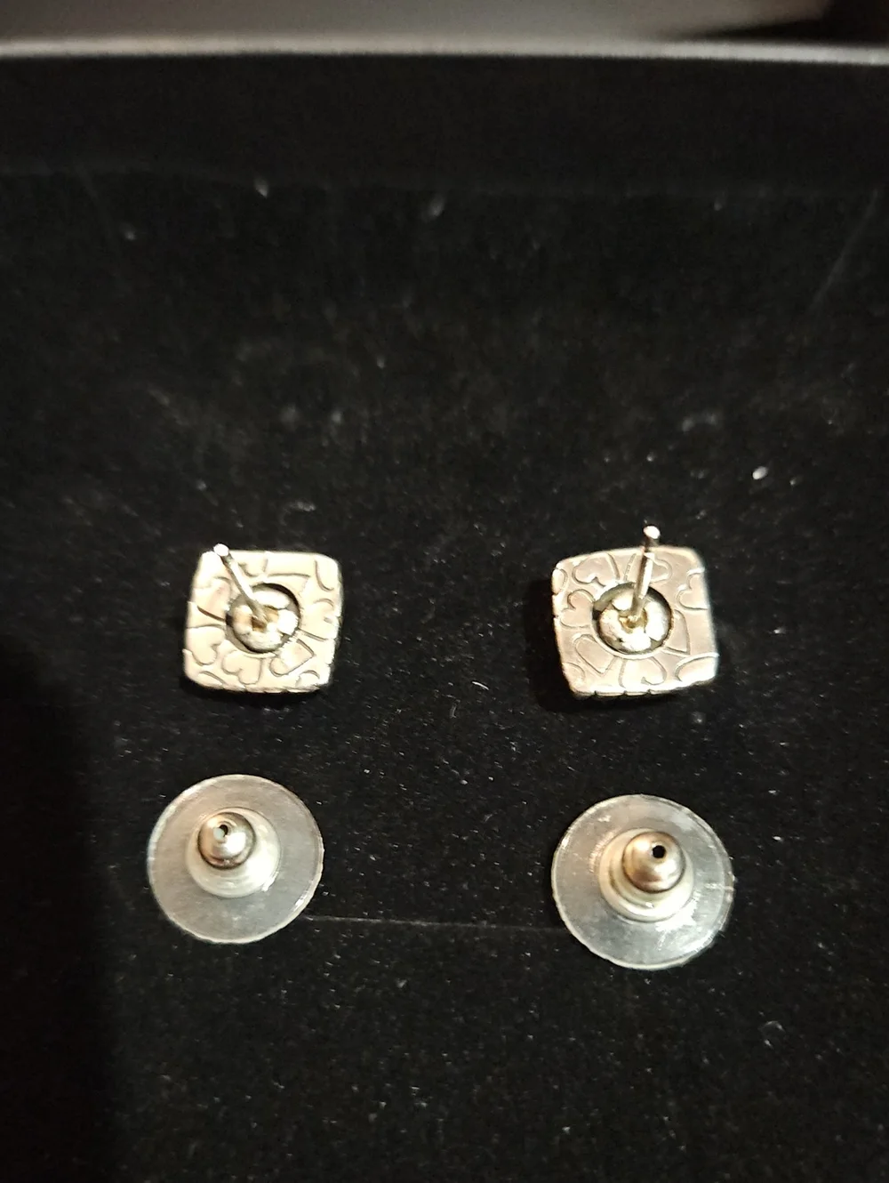 Brighton Silver & Gold-Tone Square Stud and Heart Drop Earrings - 2 Pair Set